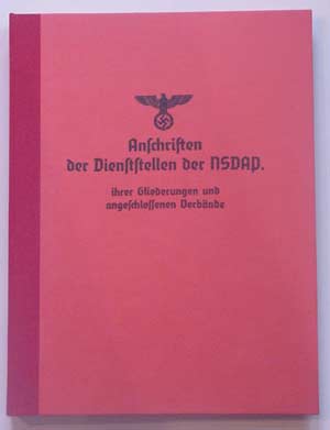 SERVICE DEPARTMENTS OF THE NSDAP. (Anschriften der NSDAP).