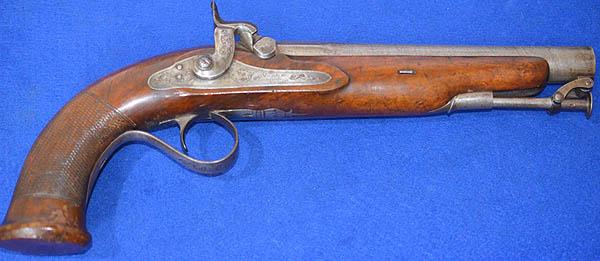 ENGLISH OFFICERS PERCUSSION PISTOL BY MOOR LONDON.