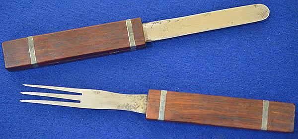 BRITISH VICTORIAN CAMPAIGN STYLE KNIFE AND FORK SET.