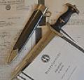 SS DAGGER 1933 MODEL GROUND ROHM BY BOKER WHICH ORIGINALLY BELONGED TO SS STURMBANFUHRER HANS POTTIN