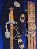 DELUXE NAVAL DAGGER BY WKC WITH SPECIAL UNIQUE SCABBARD COMPLETE WITH KNOT, HANGERS, BROCADE BELT, T
