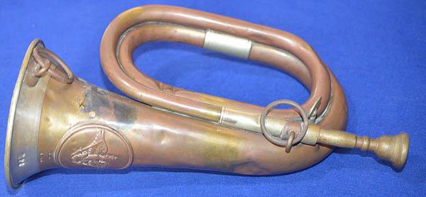 WW1 IMPERIAL GERMAN ARMY BUGLE WITH UNIT MARKINGS.