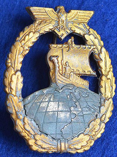WW2 GERMAN NAVAL AUXILIARY CRUISERS WAR BADGE.