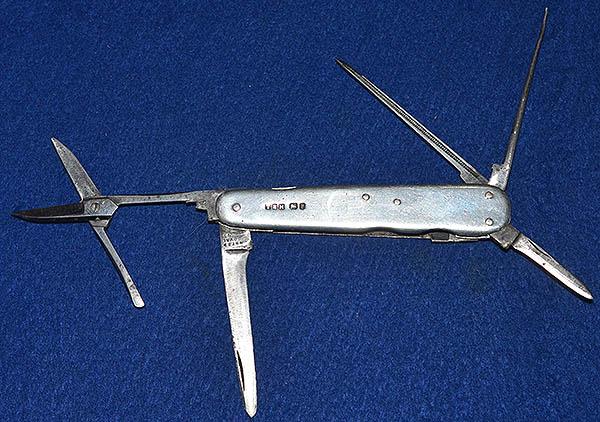 ANTIQUE ENGLISH VICTORIAN SILVER EXPLORERS POCKET KNIFE.