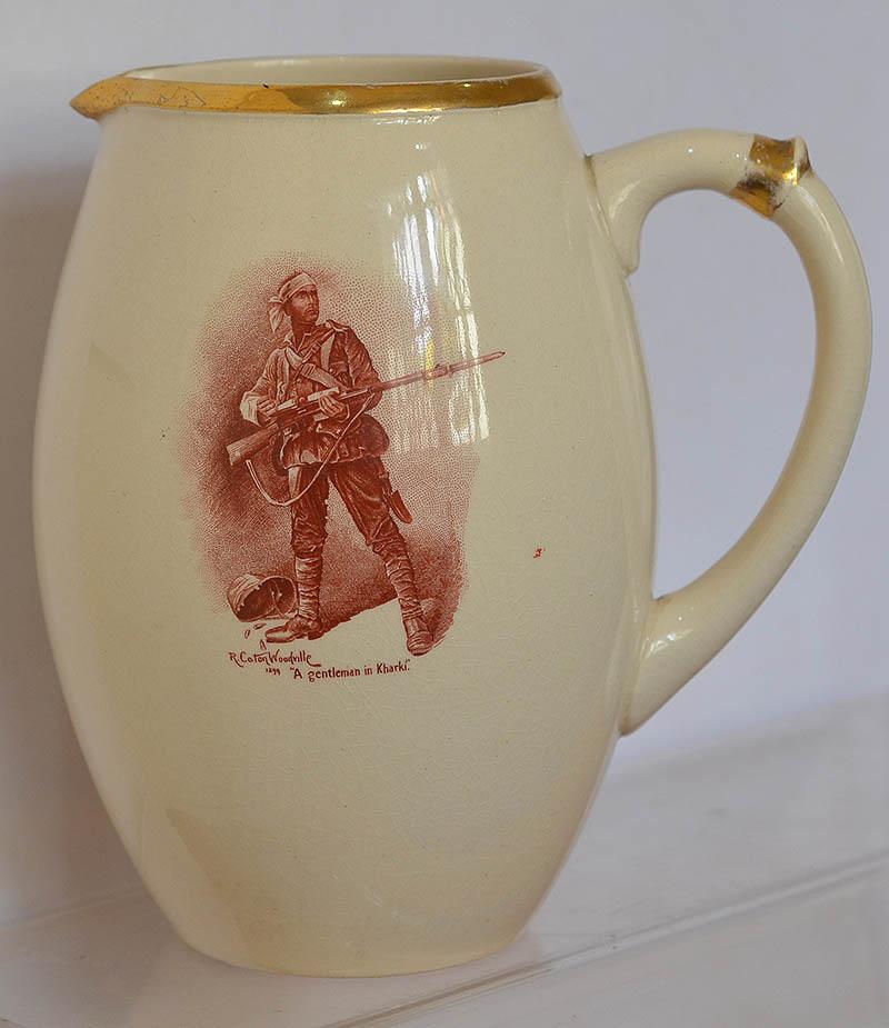 A GENTLEMAN IN KHARKI LATE VICTORIAN WATER JUG.