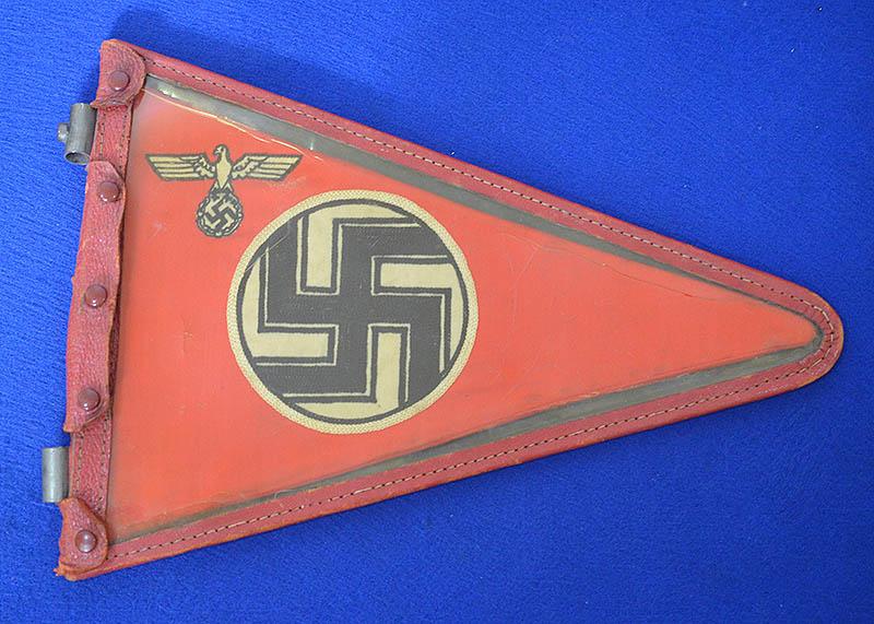THIRD REICH STATE SERVICE CAR PENNANT WITH RARE FOUL WEATHER COVER.