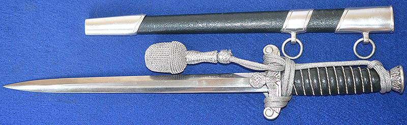 THIRD REICH LAND CUSTOMS DAGGER BY EICKHORN COMPLETE WITH SILVER KNOT, ALUMINIUM EXAMPLE IN MINT CONDITION.