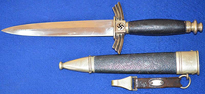 THIRD REICH NSFK FLYERS DAGGER BY HELBIG WITH ORIGINAL HANGER.