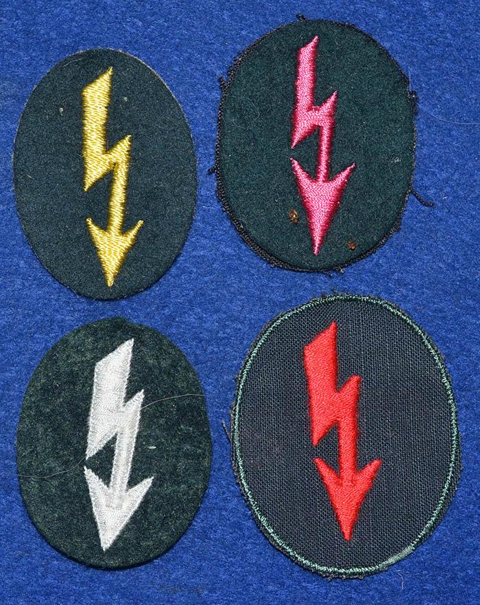 COLLECTION OF FOUR GERMAN ARMY SIGNAL ARM PATCHES.