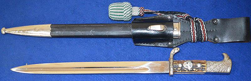 THIRD REICH POLICE BAYONET BY ALCOSO COMPLETE WITH FROG & KNOT.