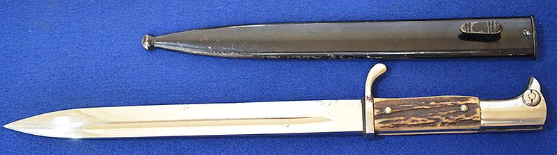 STAG HORN GRIP ARMY LONG MODEL PARADE BAYONET BY EICKHORN.