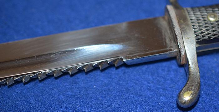 THIRD REICH FIRE SERVICE SIDARM WITH SAW BACK BLADE BY KOBER COMPLETE WITH FROG AND KNOT.