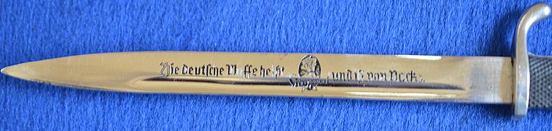 THIRD REICH MINIATURE PACK FACTORY ADVERTSING BAYONET AND SCABBARD.