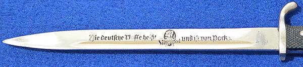 THIRD REICH MINIATURE PACK FACTORY ADVERTSING BAYONET AND SCABBARD.