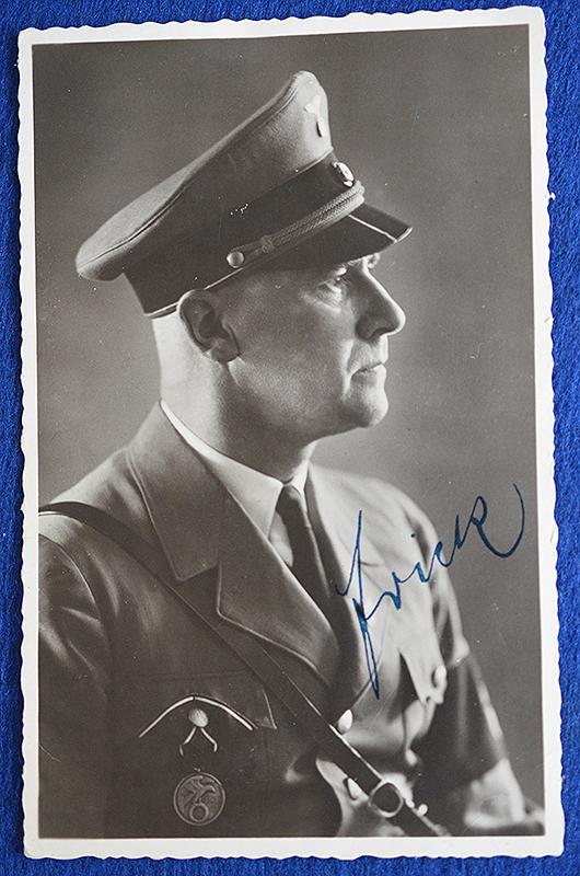 INK SIGNED PHOTOGRAPH OF NSDAP REICHLEITER AND INTERIOR MINISTER WILHELM FRICK.