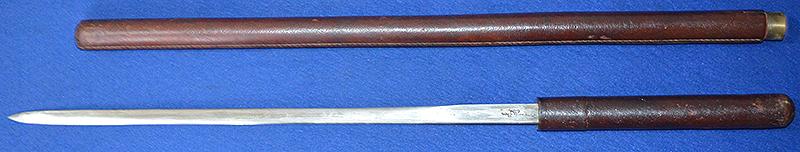 WW1 BRITISH OFFICERS SWAGGER STICK WITH STEEL BLADE.
