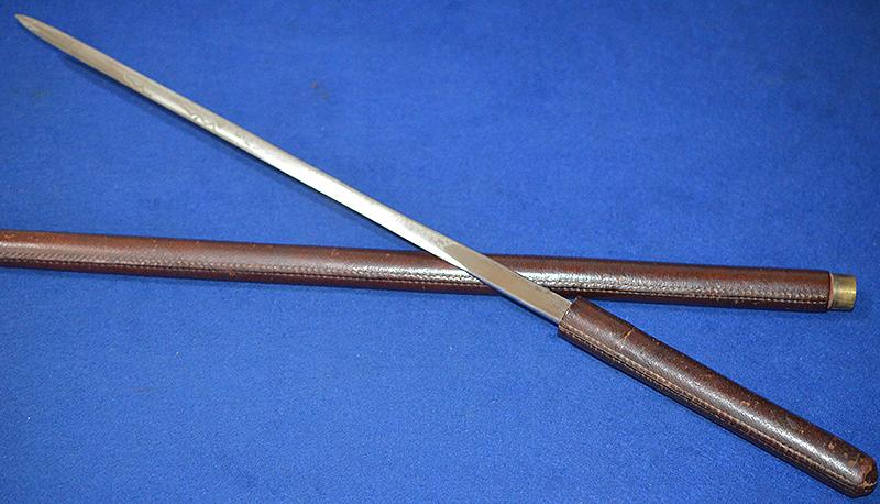 WW1 BRITISH OFFICERS SWAGGER STICK WITH STEEL BLADE.