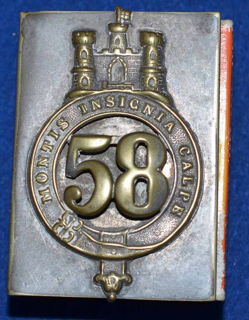 VICTORIAN BRITISH 58TH RUTLAND REGIMENT MATCH BOX CASE.