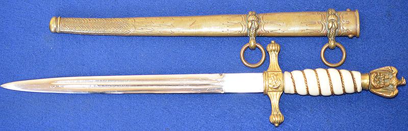 THIRD REICH NAVAL DAGGER WITH ISSUE STAMPS.