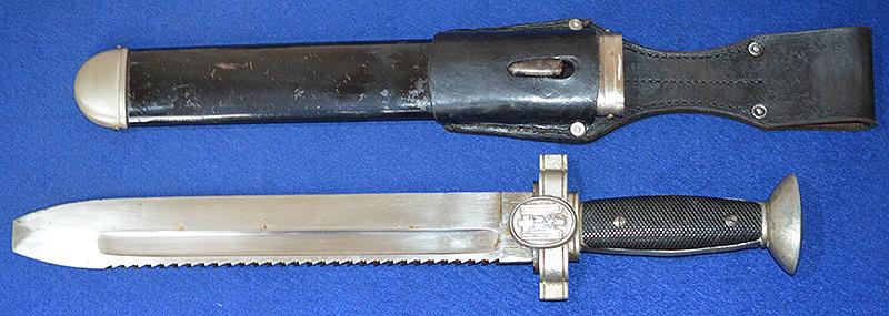 RED CROSS MANS DAGGER WITH FROG HANGER.
