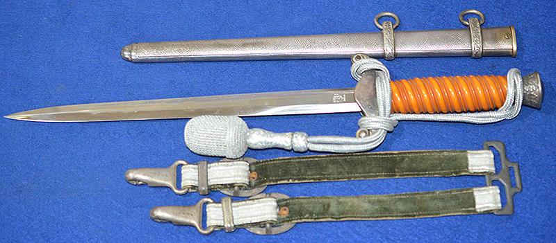 ARMY OFFICERS DAGGER BY EICKHORN COMPLETE WITH STRAP AND KNOT, MINT CONDITION.