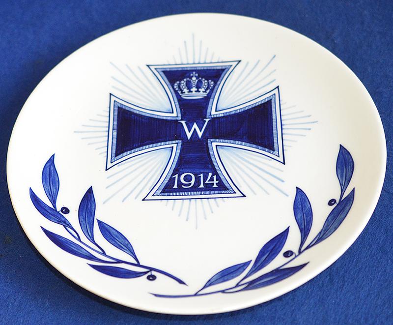 WW1 MEISSEN CERAMIC IRON CROSS PLATE.