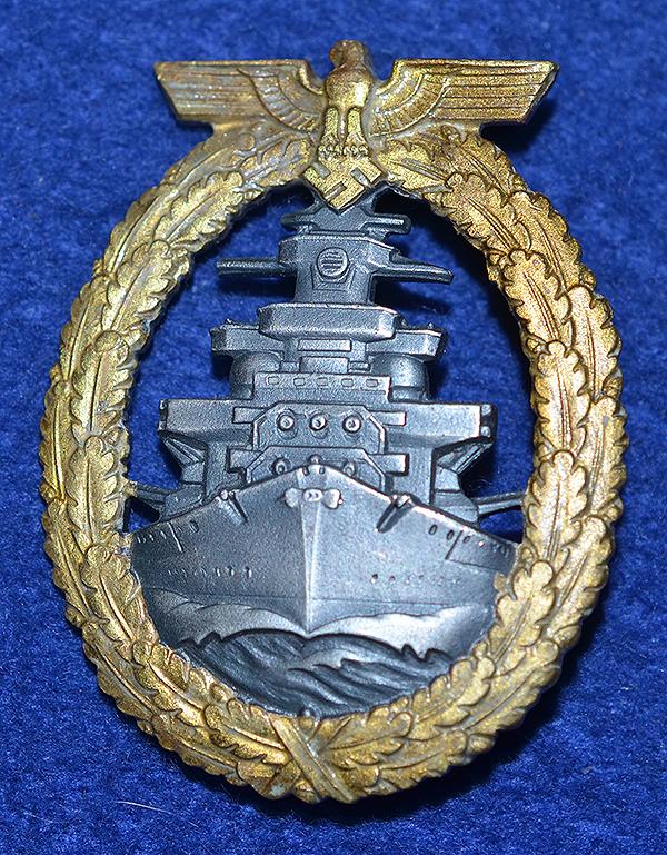 THIRD RICH NAVAL HIGH SEA FLEET WAR BADGE BY SCHWERIN.