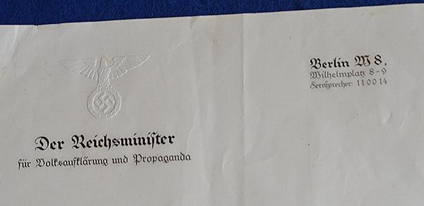 DR GOEBBELS NOTE PAPER.