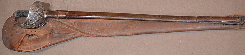 BRITISH WW1 ARMY OFFICERS SWORD WITH ORIGINAL LEATHER STORAGE BAG.