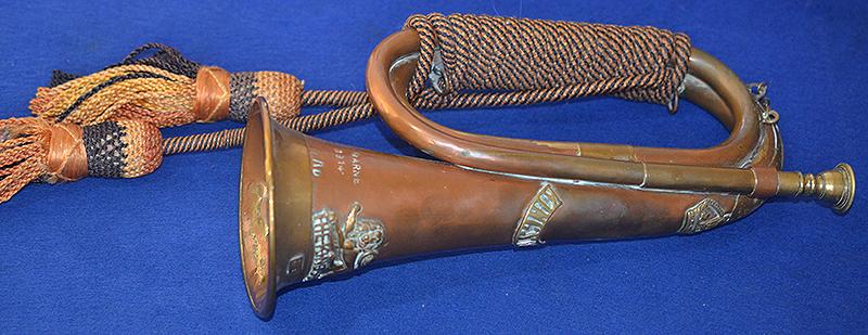 BRITISH WW1 MILITARY BUGLE, KINGS OWN REGIMENT.