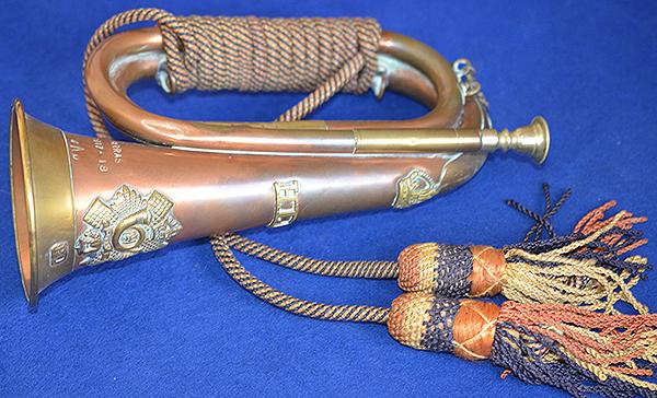 WW1 BRITISH MILITARY BUGLE, SCOTTISH HIGHLAND LIGHT INFANTRY.