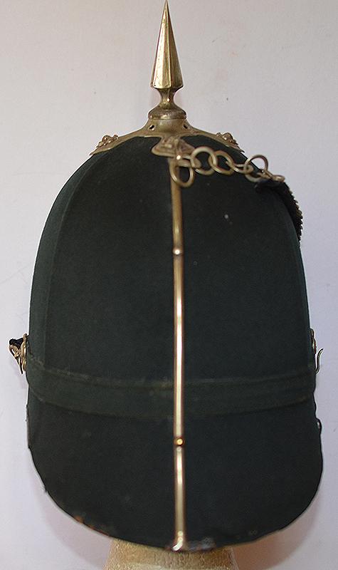 BRITISH VICTORIAN 5TH WEST YORK MILITIA OFFICERS GREEN CLOTH HELMET.