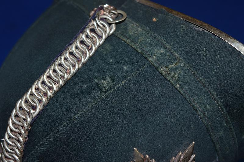 BRITISH VICTORIAN 5TH WEST YORK MILITIA OFFICERS GREEN CLOTH HELMET.