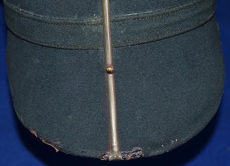 BRITISH VICTORIAN 5TH WEST YORK MILITIA OFFICERS GREEN CLOTH HELMET.