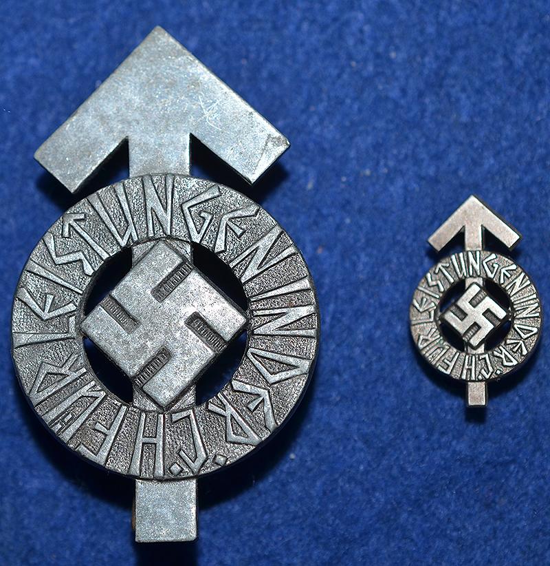 HITLER YOUTH PROFICIENCY BADGE COMPLETE WITH MATCHING MINIATURE.