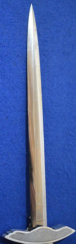 LUFTWAFFE 2ND MODEL DAGGER BY SMF, COMPLETE WITH DELUXE STRAPS AND SILVER KNOT, NEAR MINT.