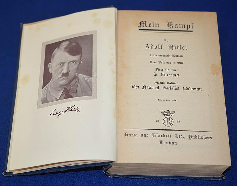 MEIN KAMPF BY ADOLF HITLER BOOK, RARE ENGLISH LANGUAGE EDITION DATED 1939.