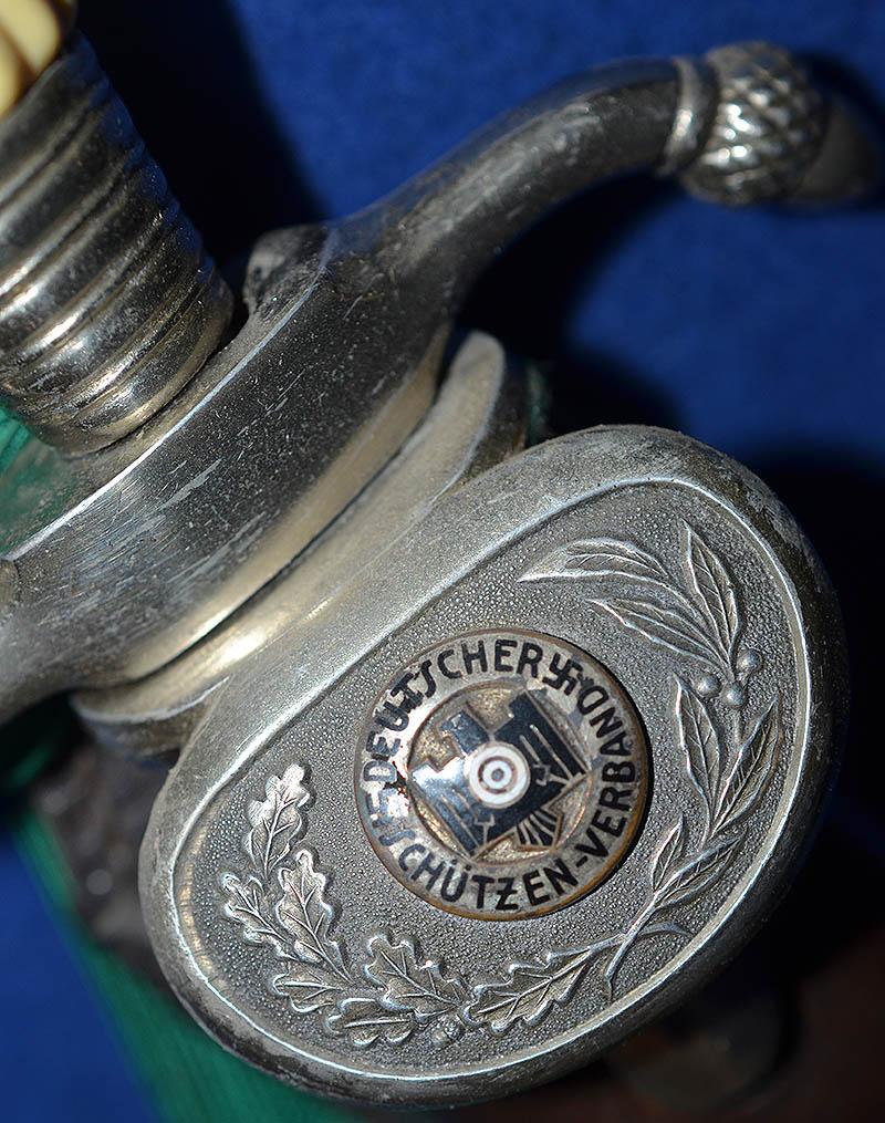 THIRD REICH RIFLE ASSOCIATION DAGGER BY ALCOSO COMPLETE WITH KNOT AND FROG HANGER.