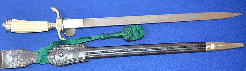 THIRD REICH RIFLE ASSOCIATION DAGGER BY ALCOSO COMPLETE WITH KNOT AND FROG HANGER.