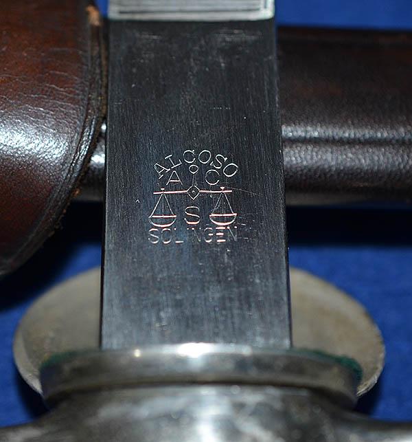 THIRD REICH RIFLE ASSOCIATION DAGGER BY ALCOSO COMPLETE WITH KNOT AND FROG HANGER.