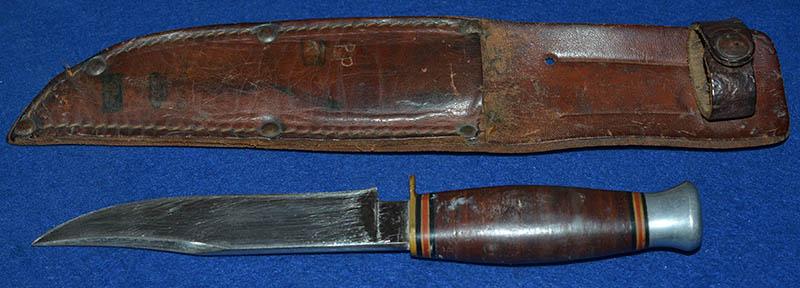 BRITISH 1930's LARGE SCOUTING / MILITARY KNIFE AND SCABBARD.