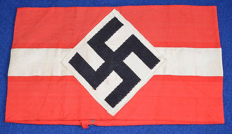 HITLER YOUTH ARM BAND,UNISSUED EXAMPLE WITH RZM TAG.