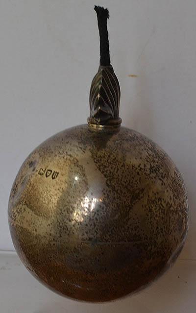 SILVER VICTORIAN GRENADE TABLE LIGHTER.