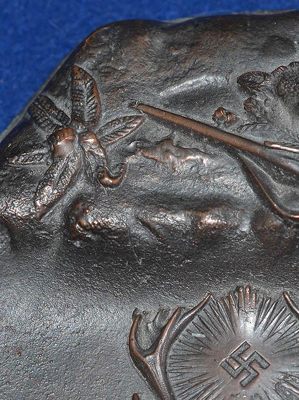 THIRD REICH BRONZE HUNTING ASSOCIATIATION ASH TRAY.