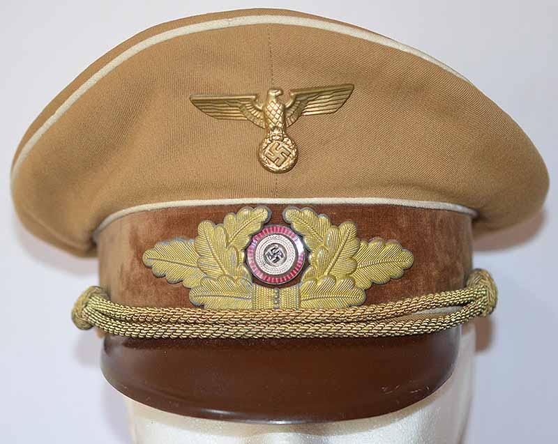 THIRD REICH POLITICAL LEADERS PEAK CAP FOR A KREISLEITER.