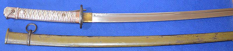 WW2 JAPANEASE ARMY NCO SWORD AND SCABBARD WITH MATCHING ISSUE NUMBERS.