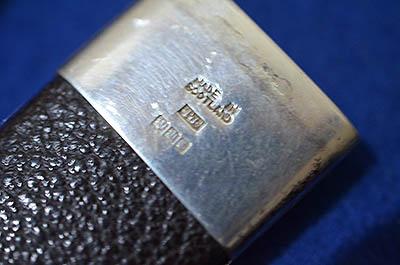 SCOTTISH SKIN DUBE KNIFE WITH SILVER MOUNTS.